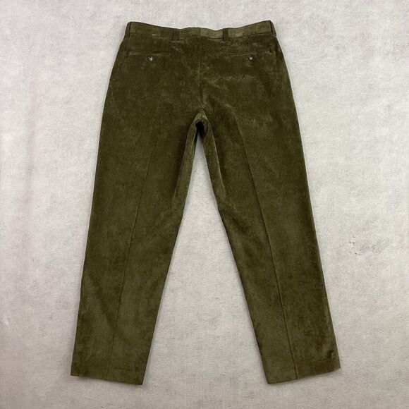 Alan Flusser Corduroy Pants Mens 38X32 Green Straight Leg Flat Front Trousers - Picture 10 of 12